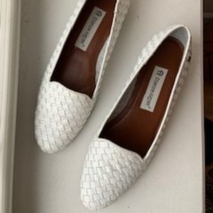 Etienne Aigner White Woven Leather Loafer Slip-Ons Size 7.5